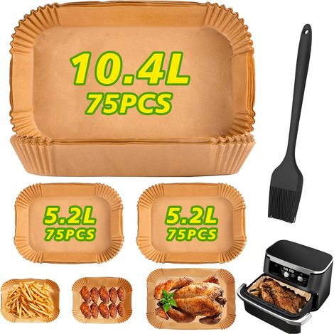 Applicable 225PCS Papier Cuisson Air Fryer Liners Pour Ninja Foodi Flex AF500EU/AF500EUCP, Accessoires Plat pour Air Fryer Cosori 10L (1/5)