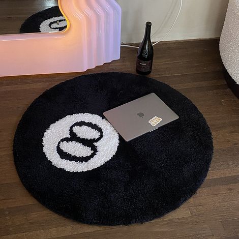 1 Alfombra, estampado de bolas 8, fibras de poliéster, antideslizante, para sala de estar, dormitorio o sala de juegos. (1/4)