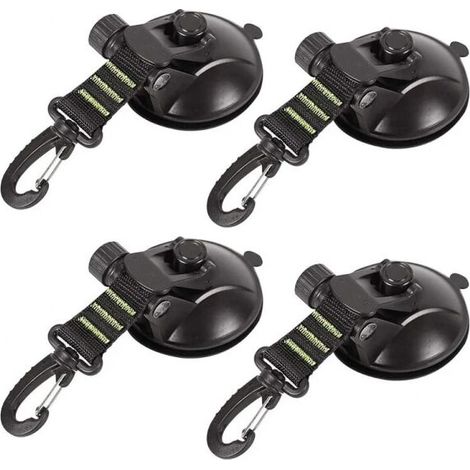 4er-Pack Saugnapf-Anker mit Saugnapfbefestigung für Auto, Camping, Plane und Zelt. Multifunktionale Saugnapfbefestigung zur Verwendung als Seitenmarkise am Auto.