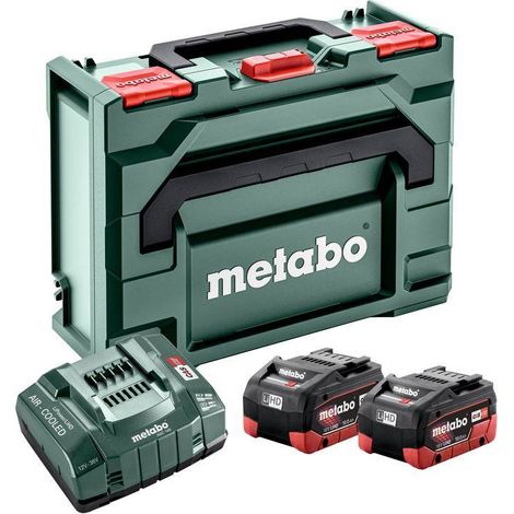 Set base Metabo 2x batteria LiHD 18 V 10,0 Ah Li-Ion sistema CAS ( 685142000 ) + caricatore ASC 145 RAFFREDDATO AD ARIA + metaBOX (1/2)