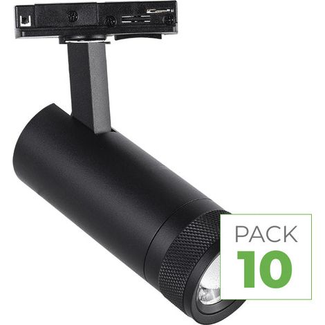 Pack 10 Spot LED sur Rail Angle Ajustable Monophasé 30W 15-60° 3CCT TRIAC Dimmable Noir - SILUMEN (1/5)