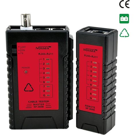 Testeur de câbles réseau NF-468B pour connecteurs RJ45, RJ11, RJ12, BNC et Cat5 (1/5)