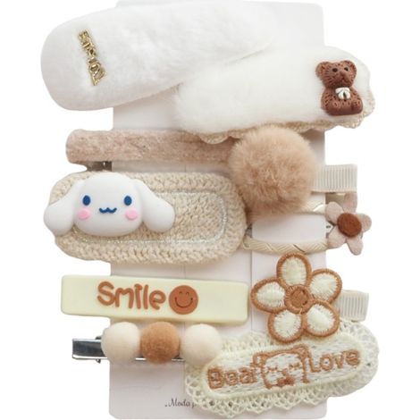 Ecarla 10-in-1 flauschige Haarspangen, beige, SP283