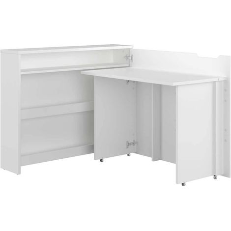 Lenart verschließbarer Schreibtisch Off. Concept cm115x27-136x93H rechts Weiß matt