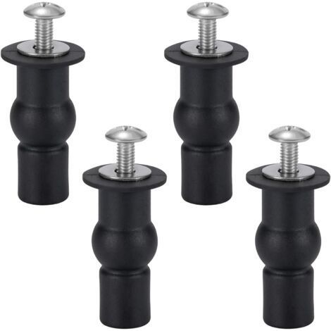 Toilet Seat Attachment Toilet Seat Hinge Toilet Seat Attachment Screws for General Toilet Seats 4 Pieces Black (1/5)