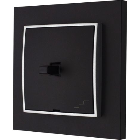 Interruptor de escalera, estilo estadounidense, Karlik mini, negro mate/plata (1/3)