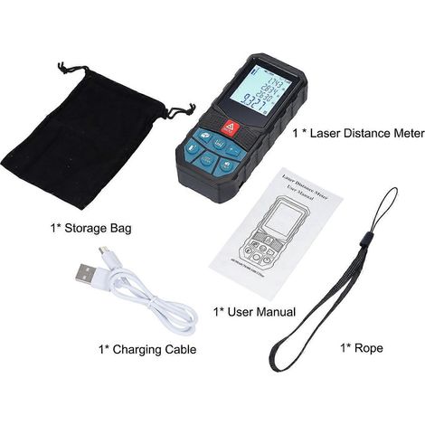 Entfernungsmesser, Winkelmesser, Flächen-, Entfernungs- und Volumenmessgerät, pythagoreische Messung, hintergrundbeleuchtetes LCD-Display