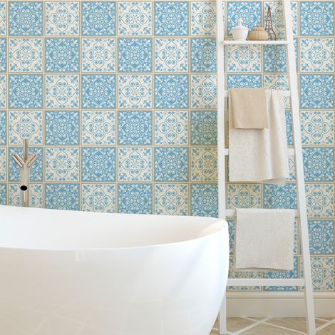Sticker Mural Carrelage adhésif Cuisine Salle de Bain - 60 STICKERS CARRELAGES AZULEJOS GLORIA - 60stickers15x15cm (1/5)