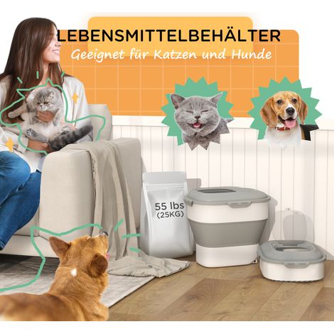 Conteneur pliable pour denrées alimentaires, capacité max 25 kg, avec kit accessoires, 44 x 32 x 37 cm, gris (1/4)