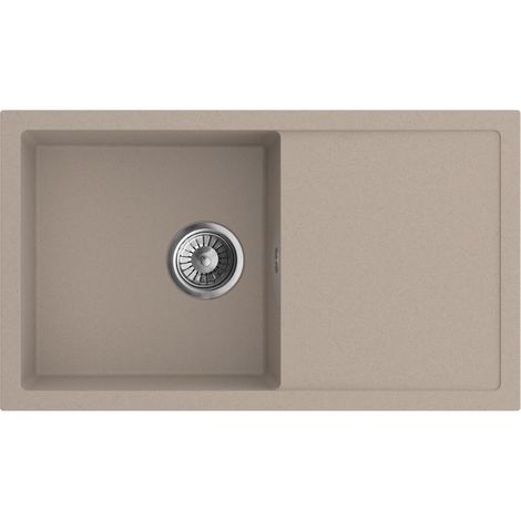 Granitspüle - Spülbecken - Küchenspüle - 76 x 44cm - Beige - Einbauspüle - Hochwertig - Kratzfest und Elegant - Platzsparender Siphon - ARIA 76 (1/5)