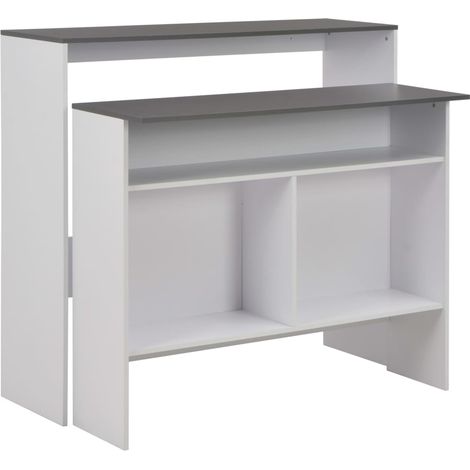 Bartisch mit 2 Tischplatten Weiß und Grau 130 x 40 x 120 cm