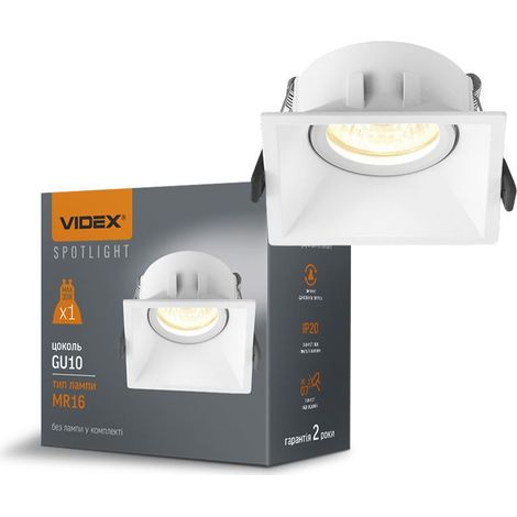 Einbauleuchte, beweglich, weiß, eckig, Halogen, GU10, Spotlight Videx (1/4)