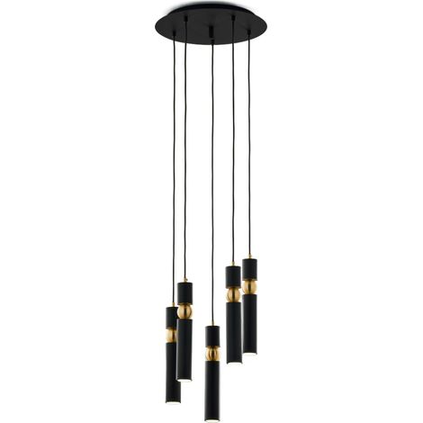 Lampadario moderno tondo Ø37 nero oro 5xGU10 Jupiter (1/5)