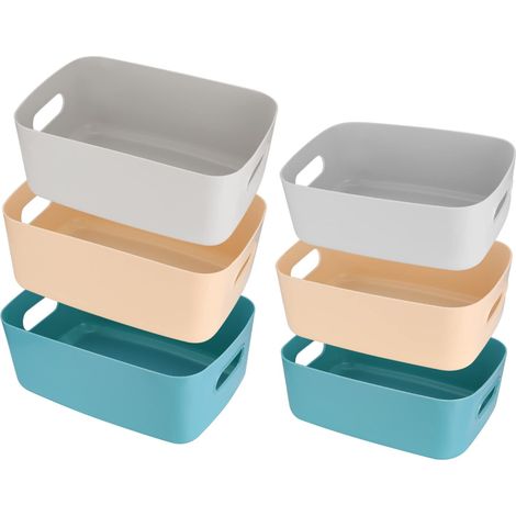 6 Pièces Boîte de Rangement en Plastique Boîtes Organisateur de Panier de Rangement Caisse Bac Box de Rangement pour Maison Cuisine (1/4)
