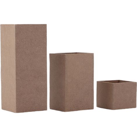 Lot de 3 bougeoirs en bois rustiques naturels carrés pour la décoration de la maison, des fêtes et des cadeaux. Trou carré. (1/5)