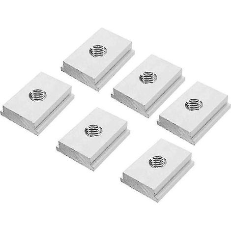 Satz mit 6 M8 Gleitmuttern aus Aluminiumlegierung für T-Nuten, kompatibel mit Profilierwerkzeugen für die Holzbearbeitung.