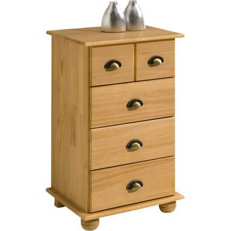Idimex – Commode enfant en pin massif – Finition cirée/coloris antique – 4 tiroirs sur rails plastiques – Dimensions 80x49x39 cm (H x L x P)