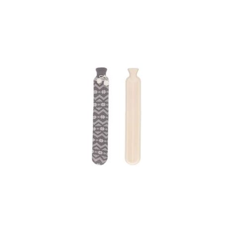 Bouillotte longue – 72 cm – 2000 ml – Housse grise motif flocon – Chauffe-dos (1/5)