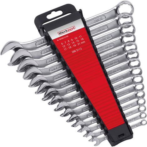 WERKZEYT Gabelringschlüssel-Set Chrome-Vanidium-Stahl 6-21 mm 15-teilig Ringmaulschlüssel