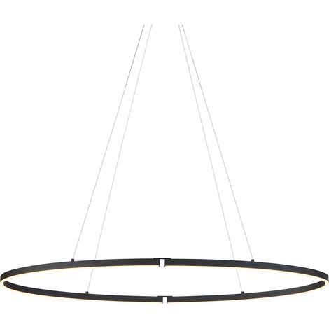 QAZQA Lampada a sospensione ovallo - Design - Alluminio,Acciaio,Plastico - Nero - Ovale (non sostituibile) LED Max. 1 x 30 Watt