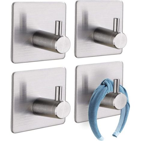ZOLGINAH 4-teiliges Klebehaken-Set, Edelstahl-Wandhaken für Badezimmer, Handtuchhaken, geeignet für Badezimmer, Küche und Kleiderschrank (1/5)