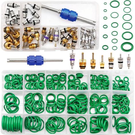Kit de réparation de climatisation automobile : joints toriques et obus de valve Outil de démontage et d'installation R12 et R134a Convient également aux valves de pneu