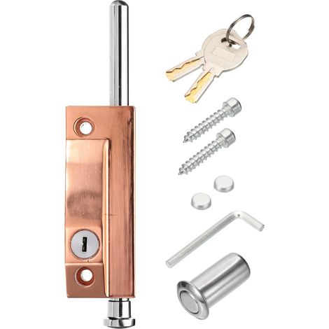 Serrures Coulissantes Pour Porte-Fenêtre, Serrure De Sécurité Coulissante Avec Verrou Et Clés Pour Chambre Salle De Bain Cuisine Balcon Rose Gold (1/5)