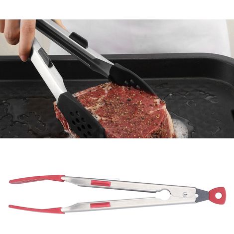 Pinces à barbecue coréennes en acier inoxydable 304, pinces à steak, pinces de grillade, noires (1/5)