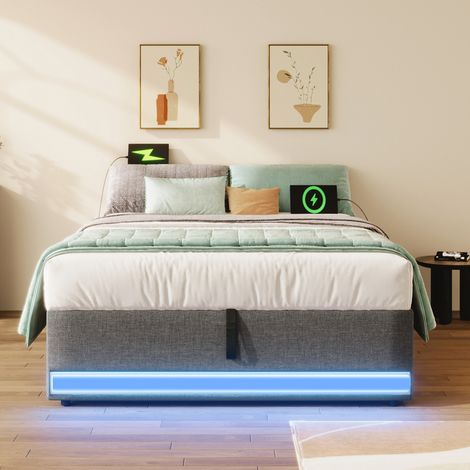 letto contenitore 90x200 USB LED grigio OKMYHOME (1/5)