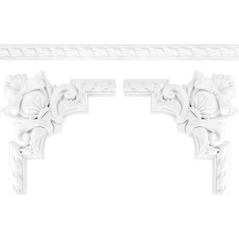Wand- und Deckenumrandung Fries Stuck PU stoßfest CR707/M-103: Segment CR707B - 265 x 265 x 35 mm (1/4)