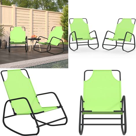 Chaises longues à bascule lot de 2 vert acier et textilène - Chaise Longue - Transats - Bain De Soleil - Fauteuil De Jardin - Meubles De Jardin - Home & Living (1/5)