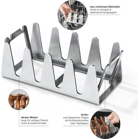 19.59.57cm Accessoires de Grille Support de Cuisson Vertical pour côtes, côtelettes, T-Bones, Fiorentine, Ribs et légumes. Convient à Tous Les Types de Barbecue et Four. (1/4)