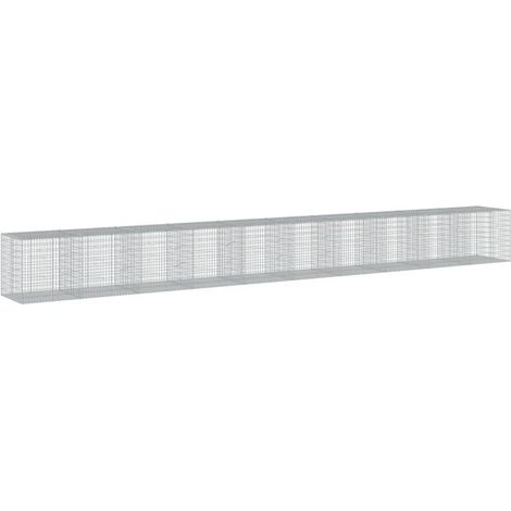 Gabbione recinto a gabbia muro di contenimento con coperchio 1000 x 100 x 100 cm ferro zincato argento 020040111