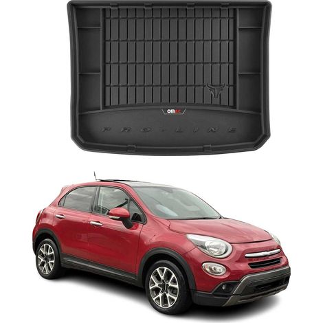 Tapis de Coffre 3D TPE Premium Compatible avec Fiat 500X 2014-2019 - Bac de Protection de Coffre Intérieur antidérapant Revêtement de Coffre Bords Hauts pour Voiture Noir