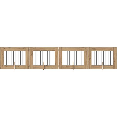 Dog Gate with Stands 4 pcs Artisan Oak 80 x 60 cm vidaXL