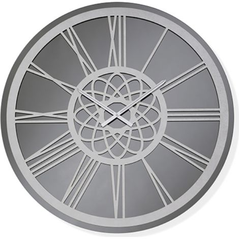 Orologio rotondo D80 cm KIERAN in cristallo Fume' e numeri Argento
