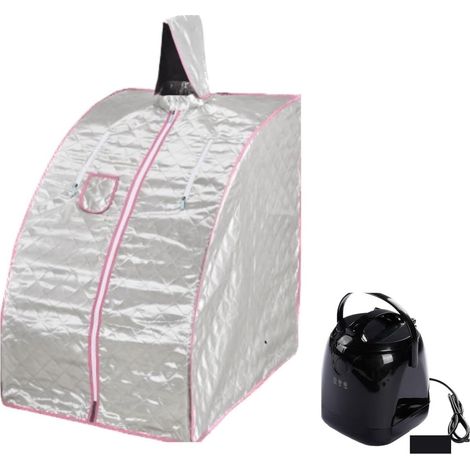 Kit de sauna portatif Tente portative de pièce de Sauna de vapeur avec le Pot de vapeur du chapeau 2.0L, support en métal fort d'acier inoxydable de SPA de bain amincissant Tente de sauna personnelle (1/5)
