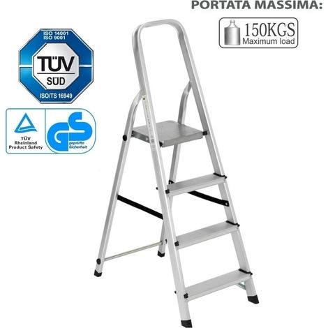 Sgabello/Scaletta pieghevole in alluminio 4 gradini