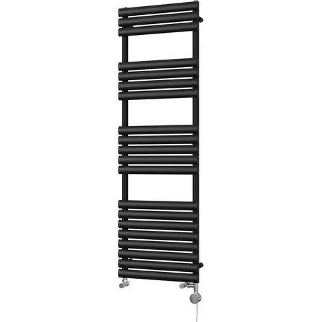 Omeara - Black Dual Fuel Towel Rail H1595mm x W500mm Thermostatic (1/3)