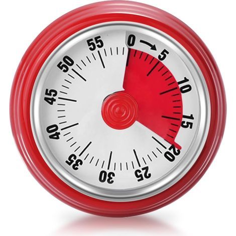 Red Visual Timer, Kitchen Timer with Magnetic Base, 60-Minute Countdown, Battery-Free Mechanical Clock, Time Management Tool for Children and Adults (1/5)