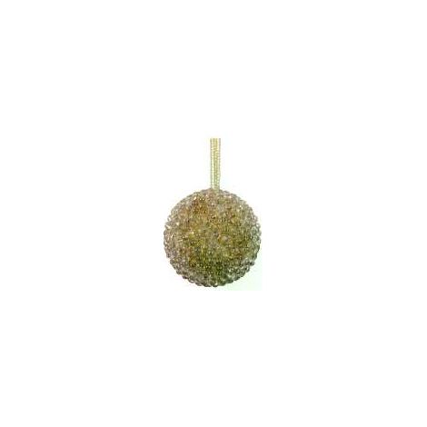 Pallina di Natale Oro 8 cm con Glitter e Nastro in Raso