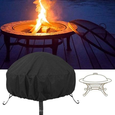 Funda impermeable redonda para fogatas - Protección UV - Negra - Exterior - Barbacoa - Protección contra el polvo - 86 x 36 cm (1/4)