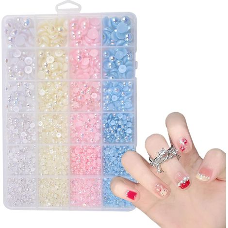 Perles Pour Loisirs Créatifs  Kit Perles Demi-Rondes - Plates Pour Création Bijoux Et Décoration Coques Téléphone (1/5)