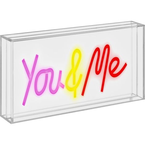 WD LifeStyle Insegna Neon con Cornice in Plexiglass 30 x 15 Cm Decoro You & Me