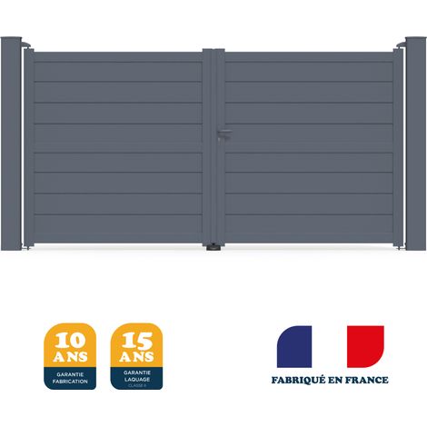 Portail battant prêt à poser ILY Gris 7016 L356 cm X 177cm en aluminium BELTY (1/4)