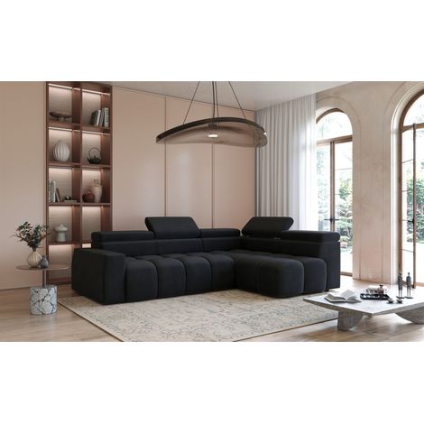 Ecksofa Designersofa DARCY in Stoff Salvador Schwarz Ottomane Rechts (1/5)