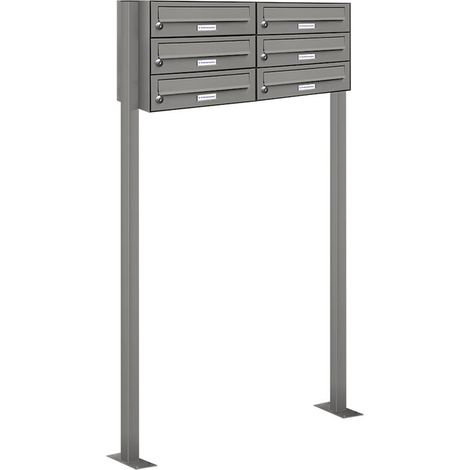 6er Premium Standbriefkasten RAL 9007 freistehend Postkasten Ständer 2x3 L (1/5)