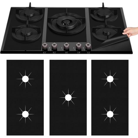 Protection plaque cuisson gaz résistant aux hautes températures Tapis de cuisinière à gaz résistant à la chaleur et antifouling Protection four 52,8 x 78 cm divisé en 3 pièces couvercle réutilisable (1/5)