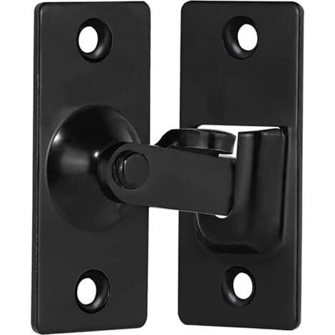 Loquet coulissant à angle droit en acier inoxydable à 90 degrés avec boucle pliante, adapté aux portes et fenêtres coulissantes de style grange (noir). (1/4)
