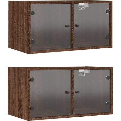 Maison Exclusive - Mobili a Muro con Ante in Vetro 2pz Rovere Marrone 68,5x37x35cm (1/5)